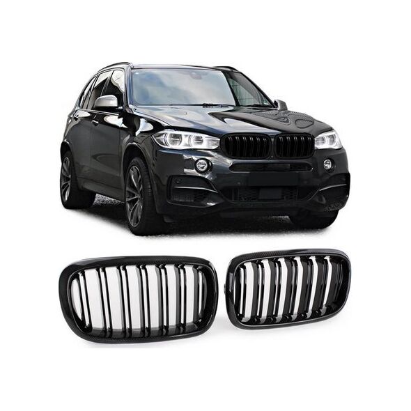 MTuning Grill sportowy podwójne żeberka Gloss Black BMW X5 F15 F85 X6 F16 F86 2013-2018