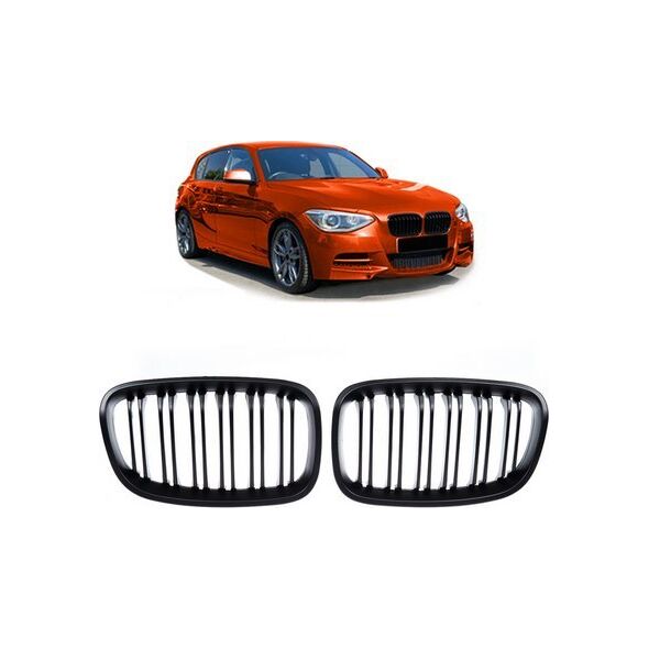 MTuning Grill sportowy podwójne żeberka Matt Black BMW 1 F20 F21 przed liftem 2011-2015