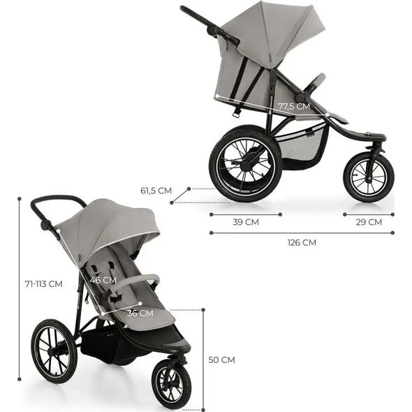 Wózek KinderKraft Sportinis vežimėlis Kinderkraft Helsi, Grey