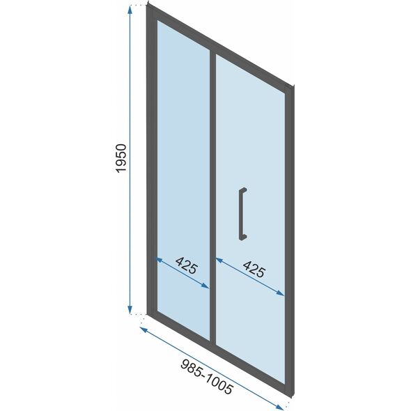 Rea REA-K6423 / REA / RAPID / ŚCIANKA 100 PROFIL BLACK SZKŁO TRANSPARENT /
