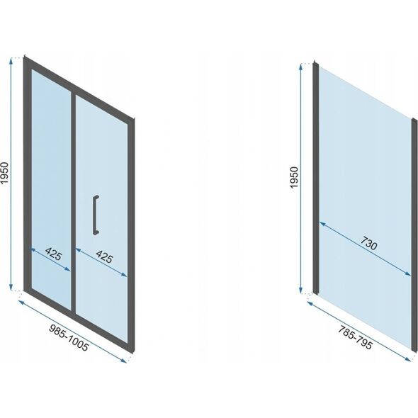 Rea REA-K6423 / REA / RAPID / ŚCIANKA 100 PROFIL BLACK SZKŁO TRANSPARENT /