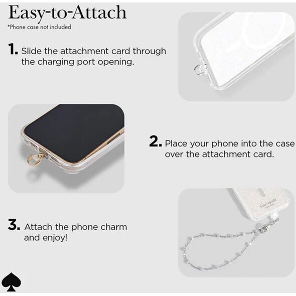 Case-Mate Kate Spade New York Universal Phone Charm Wristlet - Uniwersalna smyczka do telefonu (Dazzle Chain Silver)