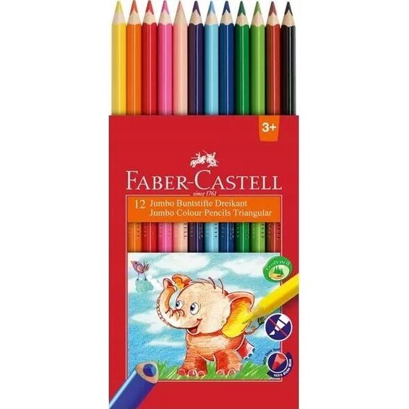 Faber-Castell FABER-CASTELL Buntstifte dreikant Jumbo 5.4mm 12er Karton