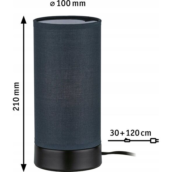Lampa stołowa Paulmann Lampka stołowa PIA max.1x25W E14 z wyłącznikiem 230V czarny matowy / metal / tkanina