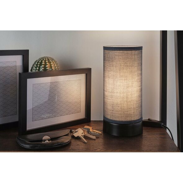 Lampa stołowa Paulmann Lampka stołowa PIA max.1x25W E14 z wyłącznikiem 230V czarny matowy / metal / tkanina
