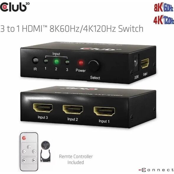 Club 3D Club3D HDMI Switchbox 3 Eingänge -> 1 Ausgang  8K60Hz UHD retail