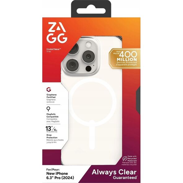 Zagg International ZAGG Crystal Palace Snap - obudowa ochronna do iPhone 16 Pro kompatybilna z MagSafe (clear)
