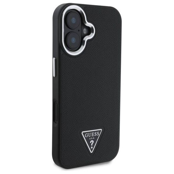 Original Case IPHONE 16 PLUS Guess Hardcase Grained Triangle MagSafe (GUHMP16MPGTSPSK) black 3666339302313
