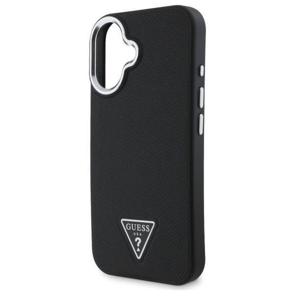 Original Case IPHONE 16 PLUS Guess Hardcase Grained Triangle MagSafe (GUHMP16MPGTSPSK) black 3666339302313