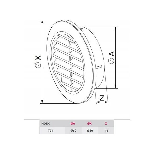Κάλυμμα αερισμού AWENTA Awenta Classic T74CZ Mini-Awent Fi60 μαύρο 13685318 5905033315334