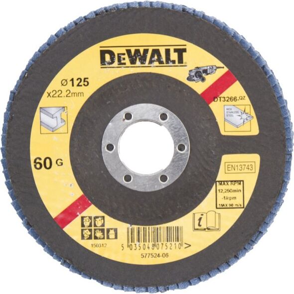 Dewalt artykuły ścierne tarcza listkowa 125mm x 22.2 gr. 60 wygięta