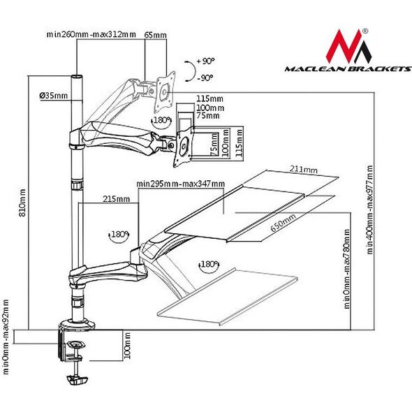 Maclean Uchwyt biurkowy na monitor 13" -27" (MC-681)