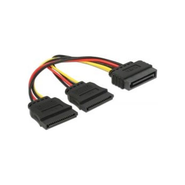 Delock SATA 15-pin - SATA 15-pin x2, 0.15m, Wielokolorowy (60105)