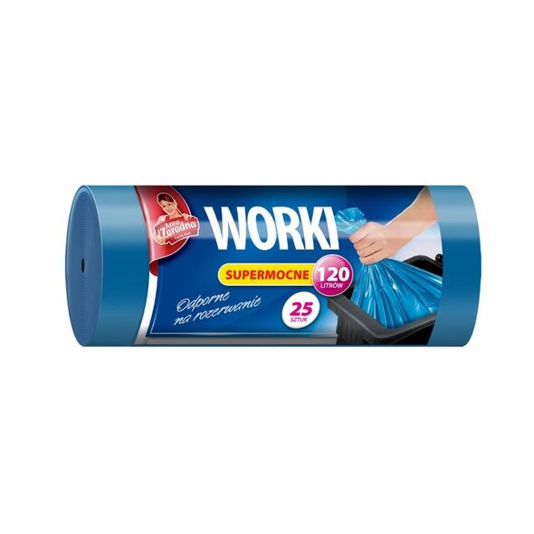 Anna Zaradna Worki na śmieci supermocne LDPE 120L 25SZT. NIEBIESKIE  (AZ1-WNS-5550)