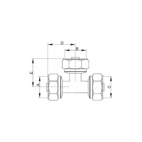 Hydroland PEX.TR.20X16X20 TRÓJNIK RED 20X16X20 PEX SKRĘCANE // PX-R.TR.20X16X20