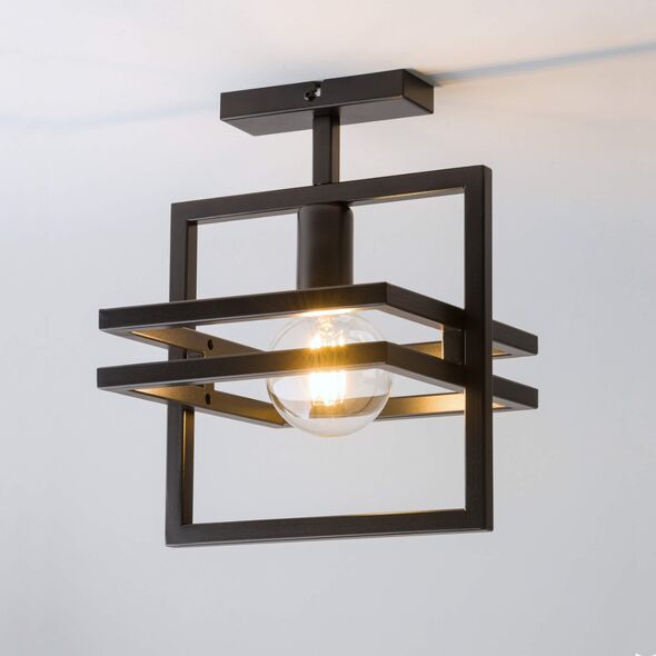 Lampa sufitowa Sigma Czarna lampa sufitowa Merci z metalu do sypialni nad łóżko