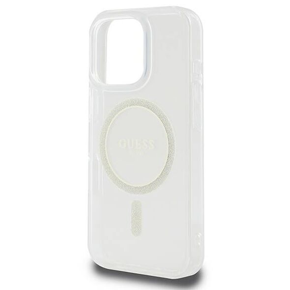 Original Case IPHONE 16 PRO MAX Guess Hardcase IML Glitter Circle MagSafe (GUHMP16XHFGERET) transparent 3666339307585