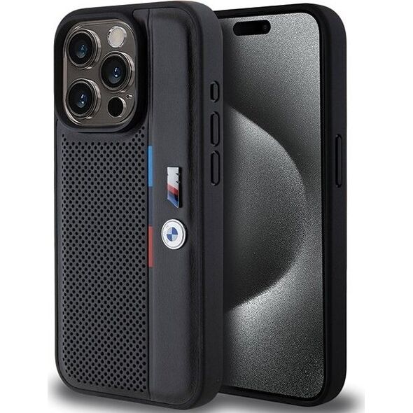 BMW Etui Bmw Bmhcp15X23Pupvk Iphone 15 Pro Max 6.7" Czarny/Black Hardcase Perforated Tricolor Line