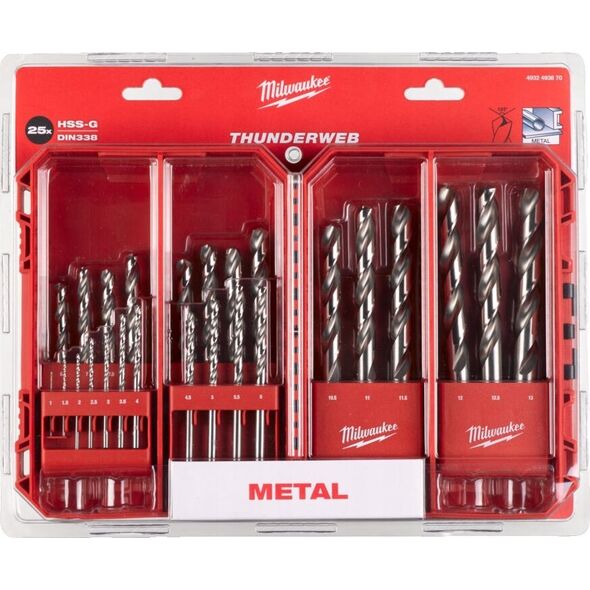 Wiertło Milwaukee MILWAUKEE WIERTŁA DO METALU HSS-G THUNDERWEB KOMPLET 25 sztuk 1-13mm