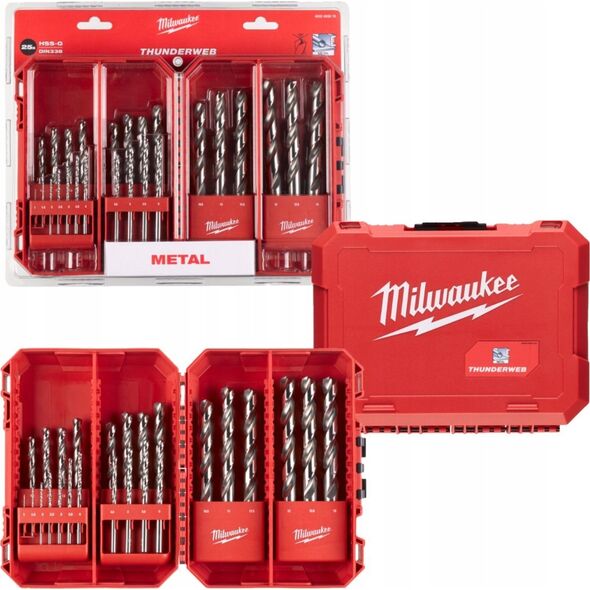 Wiertło Milwaukee MILWAUKEE WIERTŁA DO METALU HSS-G THUNDERWEB KOMPLET 25 sztuk 1-13mm