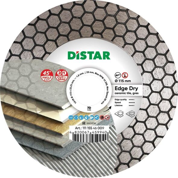 Distar Diamentowa tarcza tnąca Distar 1A1R 115 Edge Dry