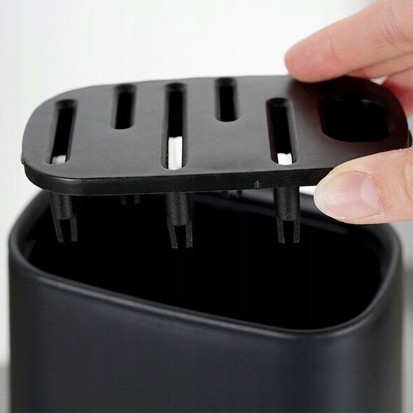 Excellent Houseware Plastikowy stojak na 5 noży i nożyczki, 12,4 x 8 x 21 cm