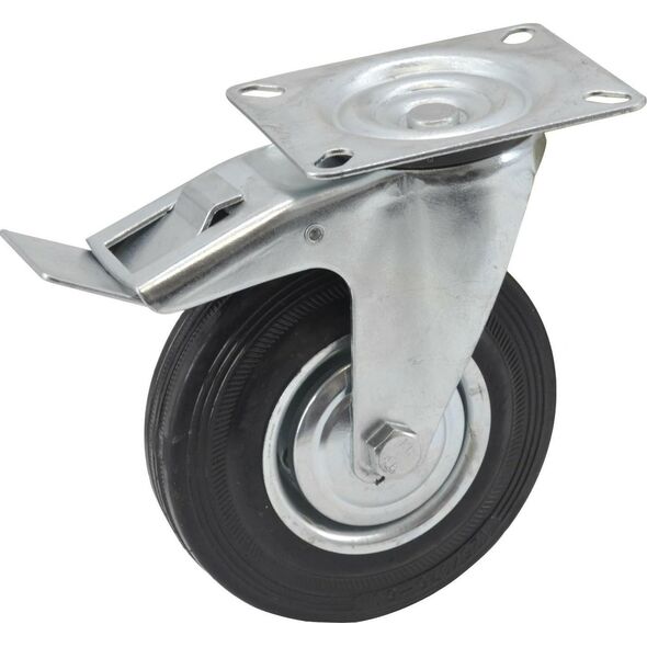 AWTOOLS KOŁO SKRĘTNE CZARNA GUMA HAMULEC 200mm 14398814 5903678623562