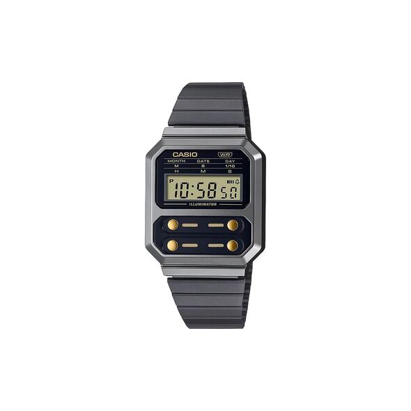 Casio Vintage Edgy Ρολόι Χρονογράφος Μπαταρίας με Μαύρο Μεταλλικό Μπρασελέ (A100WEGG-1A2EF) (CASA100WEGG1A2EF) έως 12 άτοκες Δόσεις
