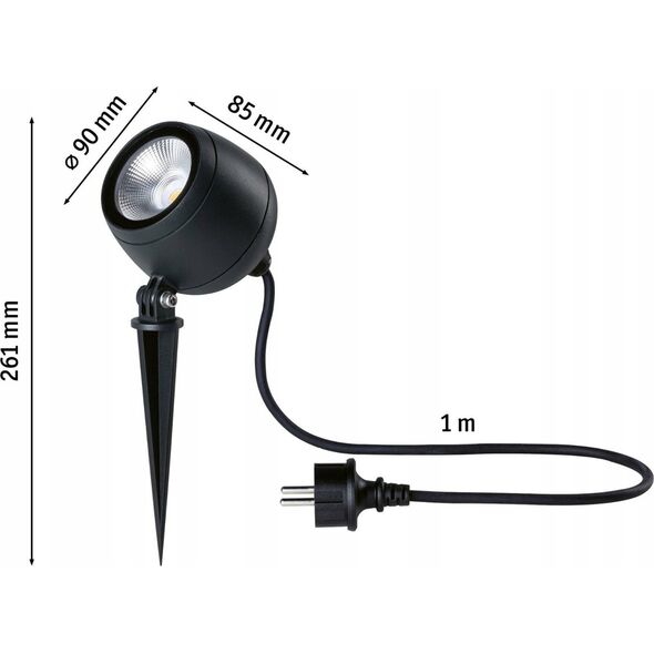 Προβολέας κήπου Paulmann KIKOLO LED 8W 60 μοιρών. 500lm 3000K IP65 230V ανθρακίτης / αλουμίνιο 13684573 4000870947760