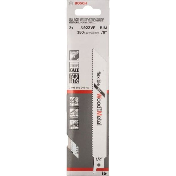 Bosch Saw blades BOSCH S 922 VF Flexible for Wood and Metal, INCLUDED