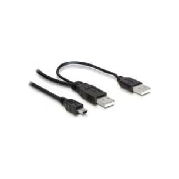 Kabel USB Delock miniUSB - 2x USB-A 1 m Czarny (82447)