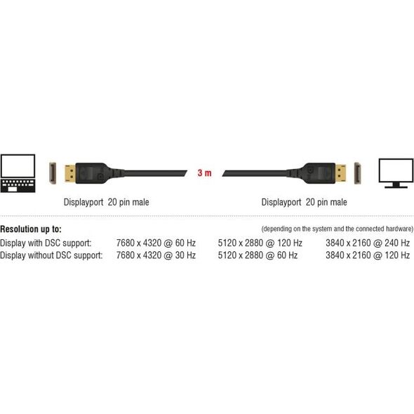Kabel Delock DisplayPort - DisplayPort 3m czarny (85661)