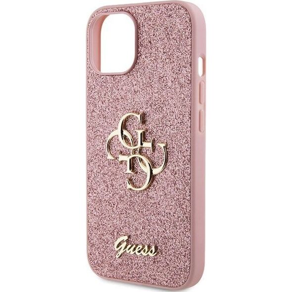 Guess Guess GUHCP15SHG4SGP iPhone 15 6.1" różowy/pink hardcase Glitter Script Big 4G