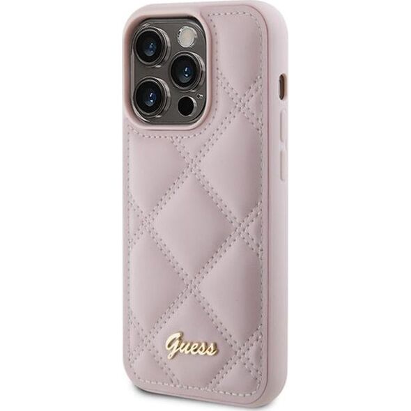 Guess Guess GUHCP15LPSQSQSP iPhone 15 Pro 6.1" różowy/pink hardcase Quilted Metal Logo