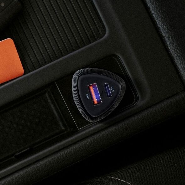 Ładowarka ForCell FORCELL CARBON ładowarka samochodowa Typ C 3.0 PD20W + USB QC3.0 18W 5A CC50-1A1C czarna (Total 38W)