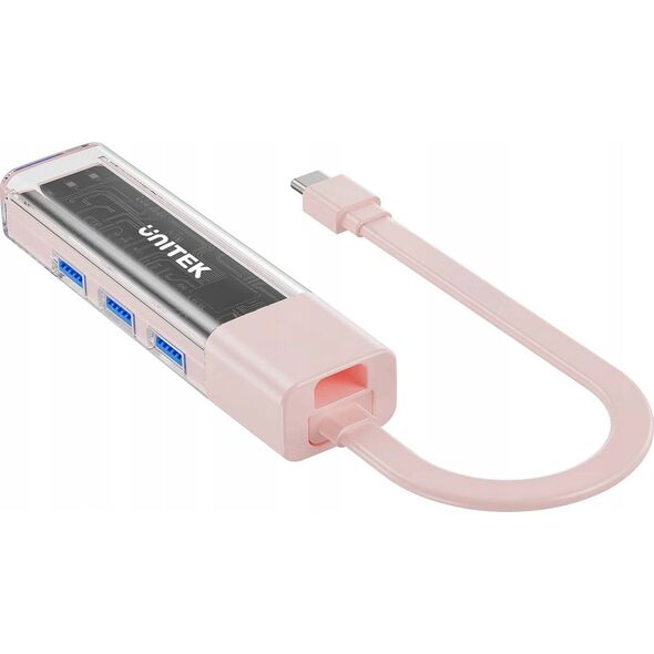 HUB USB Unitek Unitek hub dwukierunkowy USB C/USB A 5Gbps, 4x USB A różowy