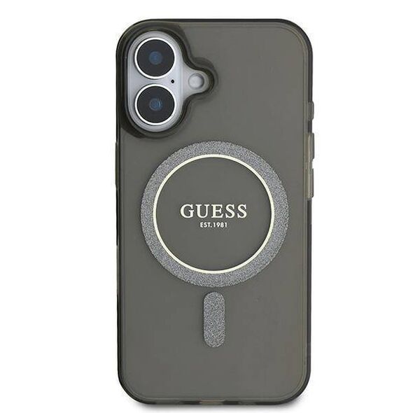 Original Case IPHONE 16 PLUS Guess Hardcase IML Glitter Circle MagSafe (GUHMP16MHFGEREK) black 3666339307417