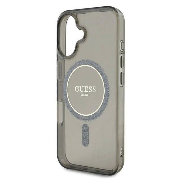Original Case IPHONE 16 PLUS Guess Hardcase IML Glitter Circle MagSafe (GUHMP16MHFGEREK) black 3666339307417