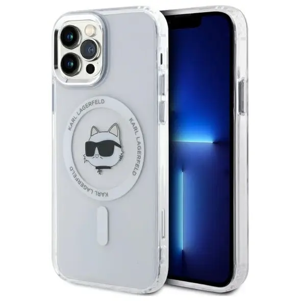 Karl Lagerfeld KLHMP12MHLSCHH Apple iPhone 12 / 12 Pro hardcase IML Metal Choupette Head MagSafe white