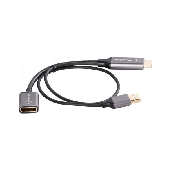 Lanberg Kabel adapter Lanberg HDMI (M) -> Displayport (F) 4K na kablu 20cm srebrny