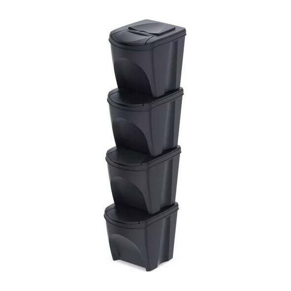 Kosz na śmieci Prosperplast KEDEN KOSZ NA ŚMIECI SORTIBOX 25L SET 4 - ANTRACYT ECO WOOD