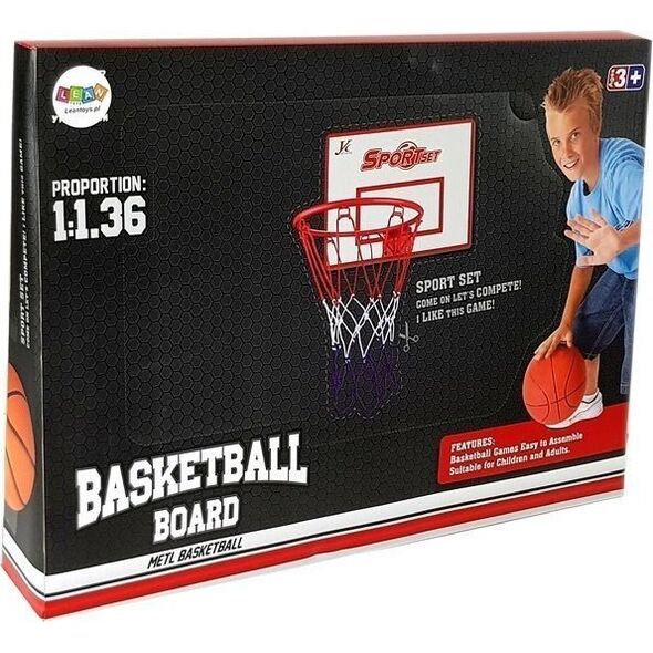 LeanToys Zestaw do Gry w Koszykówkę Duży Kosz Podwieszany Piłka do Kosza LEAN Toys