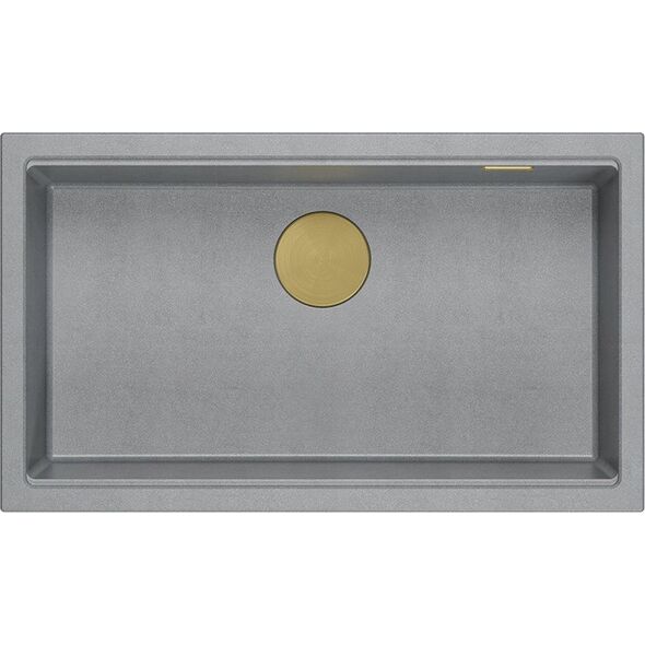 GraniteQ LOGAN 110 νεροχύτης GraniteQ ασημί πέτρινος νεροχύτης 76x44x23,5 cm 1-μπολ σε εσοχή με χειροκίνητο σιφόνι χρυσό 12945711 5905505500107