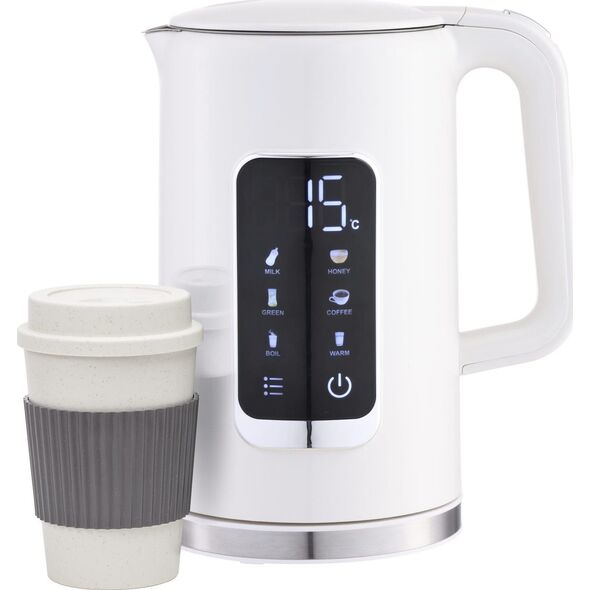 PLATINET CZAJNIK KETTLE LCD DISPLAY 1,7L 5 TEMPERATURE SETTINGS + 450 ML TRAVEL MUG, WHITE [45980]