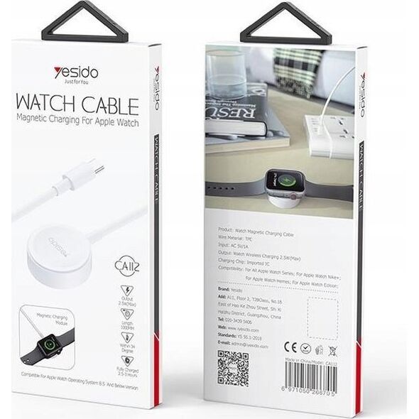 Kabel USB Yesido yesido Kabel CA112 do iP Watch 2.5W +Type-C 1m 1A, WHITE / BIAŁY