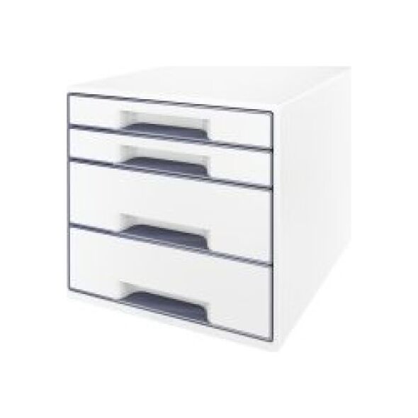 Leitz LEITZ CUBE WOW Schubl. Box perlweiss mit 4 Schubladen, robust und stabil in ansprechendem 2-farbigem WOW Design in hochglanz - 52132001