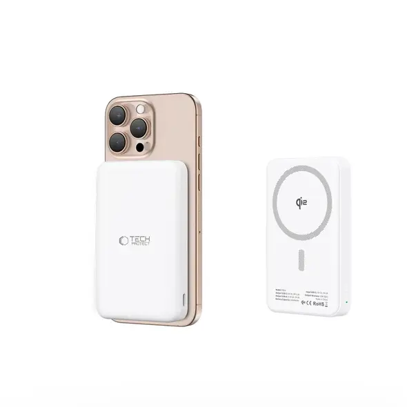 Tech-Protect PB24 LifeMag Qi2 MagSafe Power Bank 10000mah White