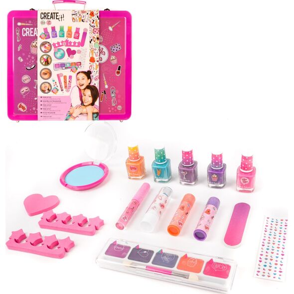 Canenco Create it! Walizka zestaw pachnący make-up i manicure z brokatem