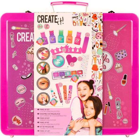 Canenco Create it! Walizka zestaw pachnący make-up i manicure z brokatem