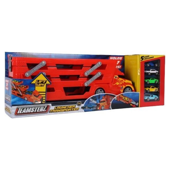 HTI PROMO Auto pojazd Transporter z 5 autkami wyścigowymi laweta TEAMSTERZ 1416669 p3